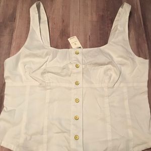 Anthropologie Maeve White Poplin Top Size 12